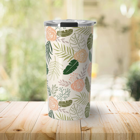 Monarchs- Yellow & Green Tropical Floral Travel Mug