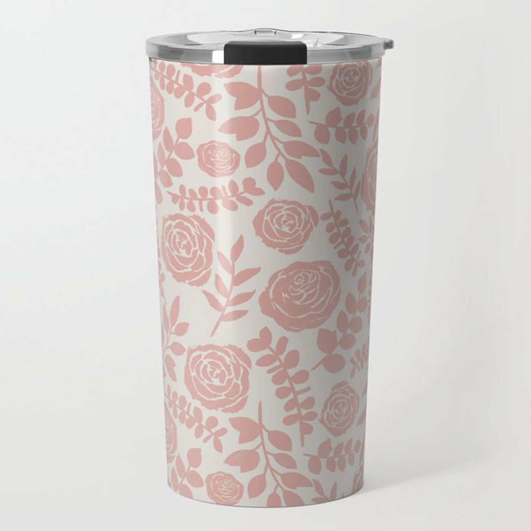 Monarchs-Blush Floral Travel Coffee Mug