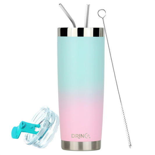 DRINCO® 20oz Insulated Tumbler Spill Proof Lid 2 Straws (Macaron)